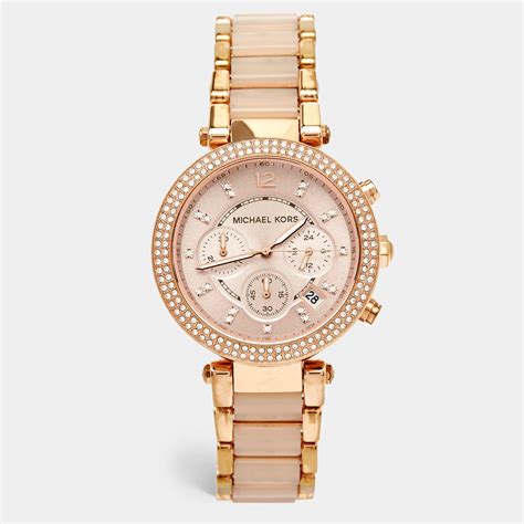 Michael Kors Champagne Gold Plated Stainless Steel Acetate 